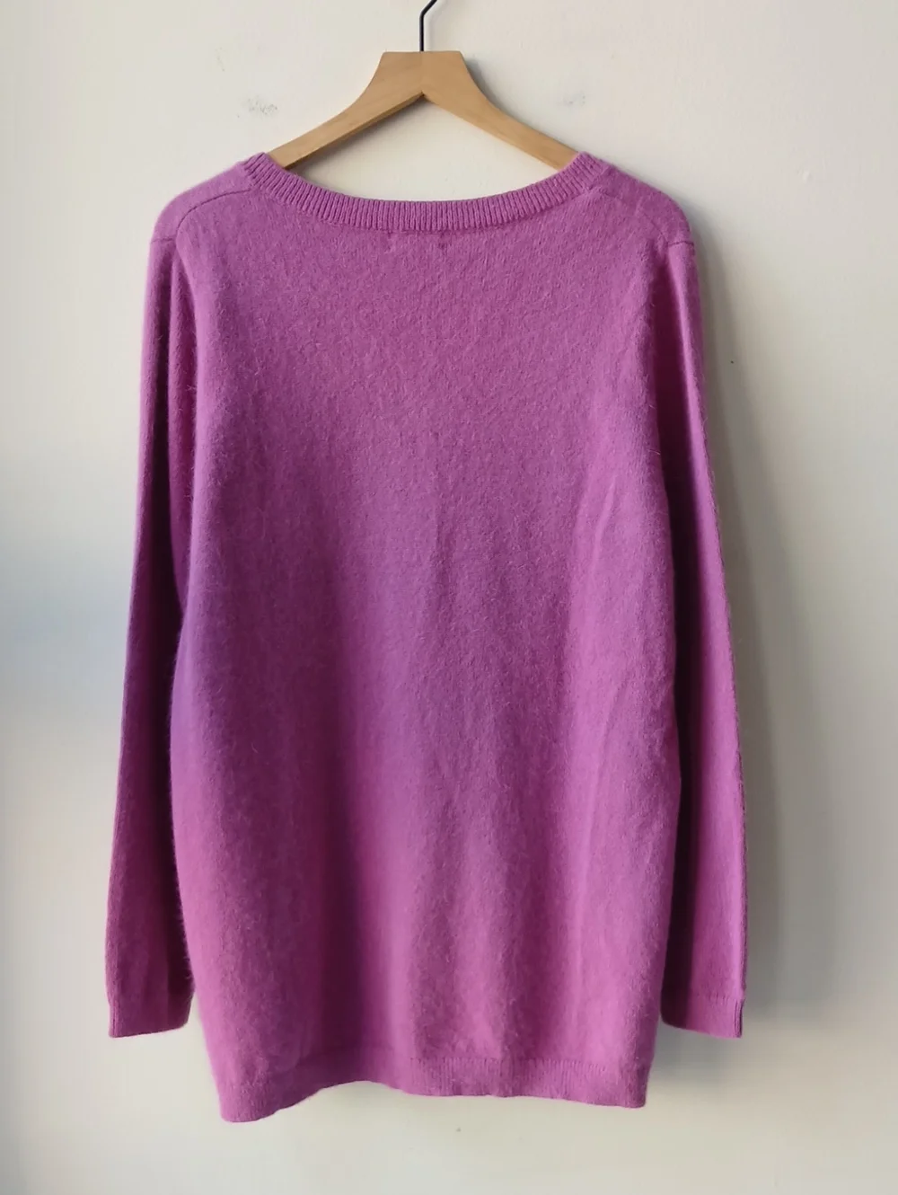 Lands' End Angora V Neck Sweater Purple Orchid Women's Large